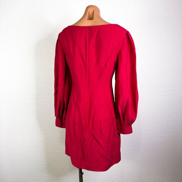 Trina Turk Hiya Bishop Long Sleeve Mini Shift Dress Dragon Fruit Pink Sz 4 NWT - Picture 8 of 12